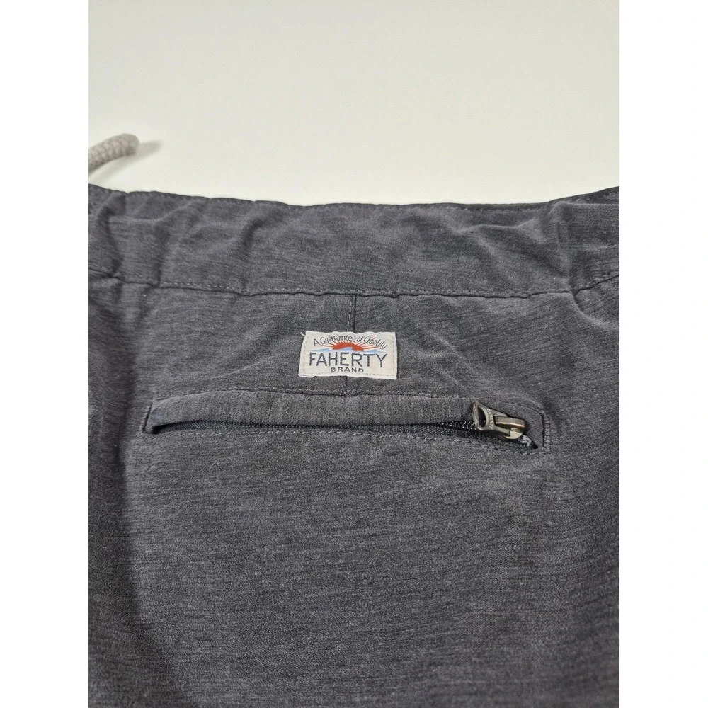Faherty All Day Shorts Mens 38 Gray Chino Performance Drawstring Stretch Casual